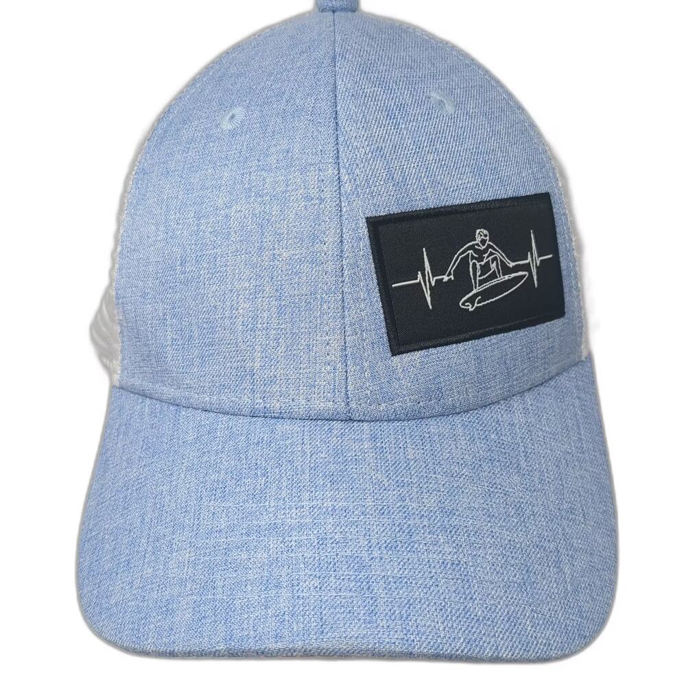 The Heartbeat Brand Trucker Hat Blue White Snapback OS Surf Graphic Underbrim